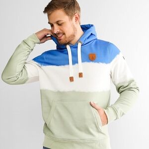 Casual Colorblock Hoodie Sweatshirt - Blue, White & Sage